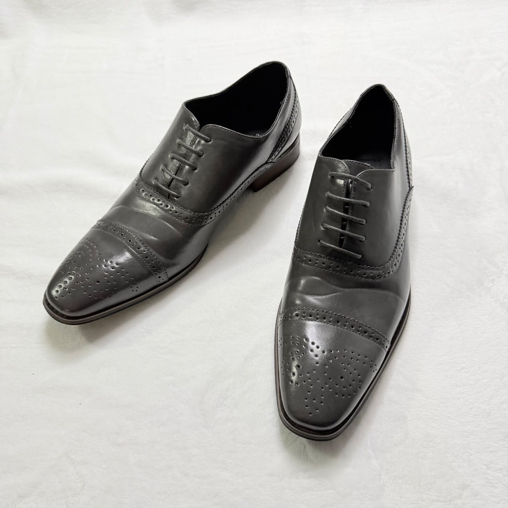 UV Signature Mens Oxford Shoes Brogue‎ Wingtip Grey Leather UV041 Size 12